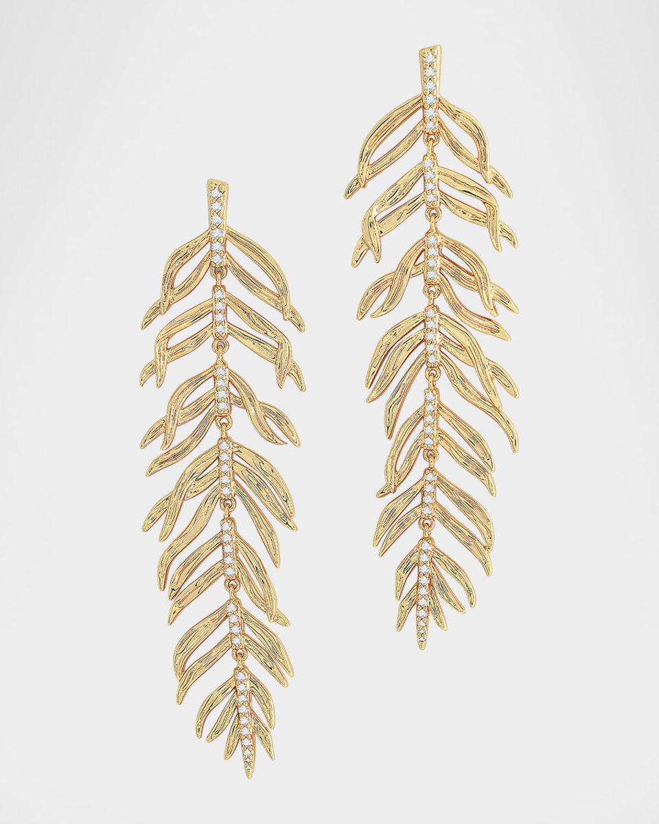 Cubic Zirconia Palm Leaves Earrings